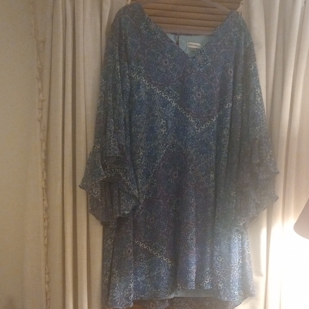 Calvin Klein Blue Patterned Dress